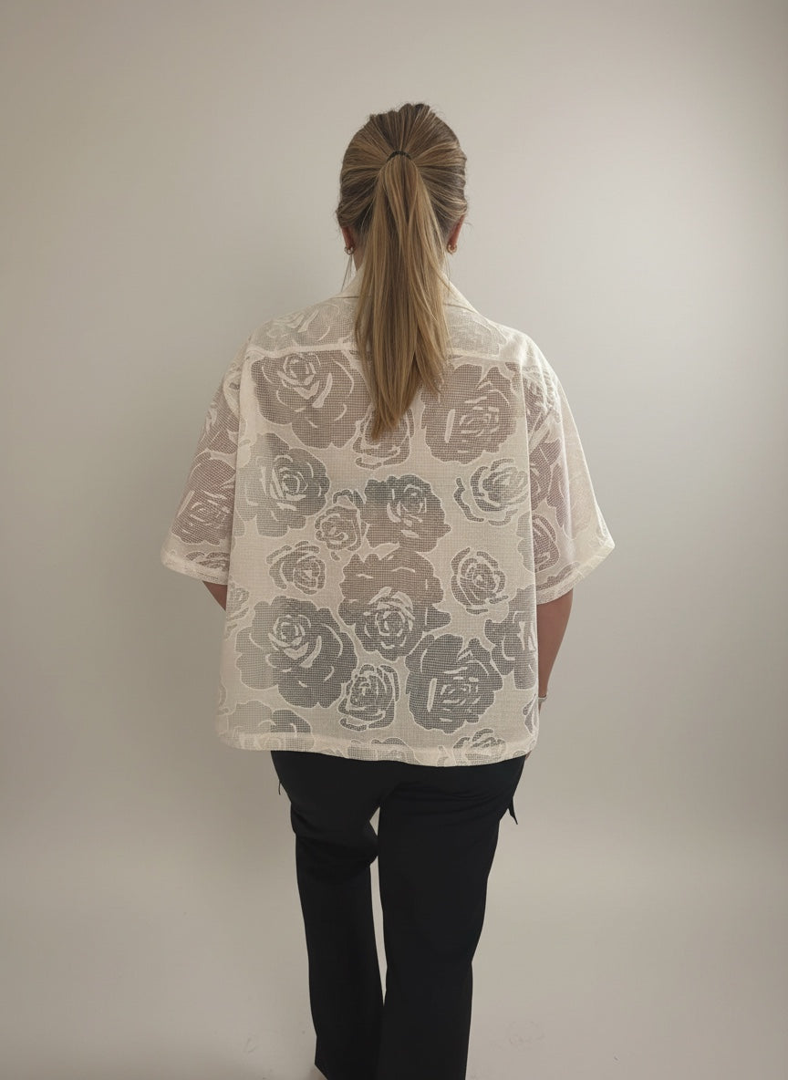 Roselyne - Blouse fleurie translucide