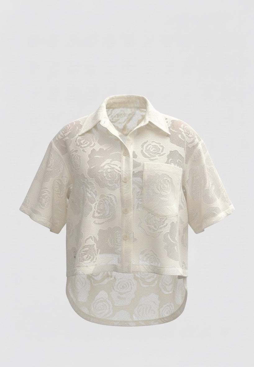 Roselyne - Blouse fleurie translucide