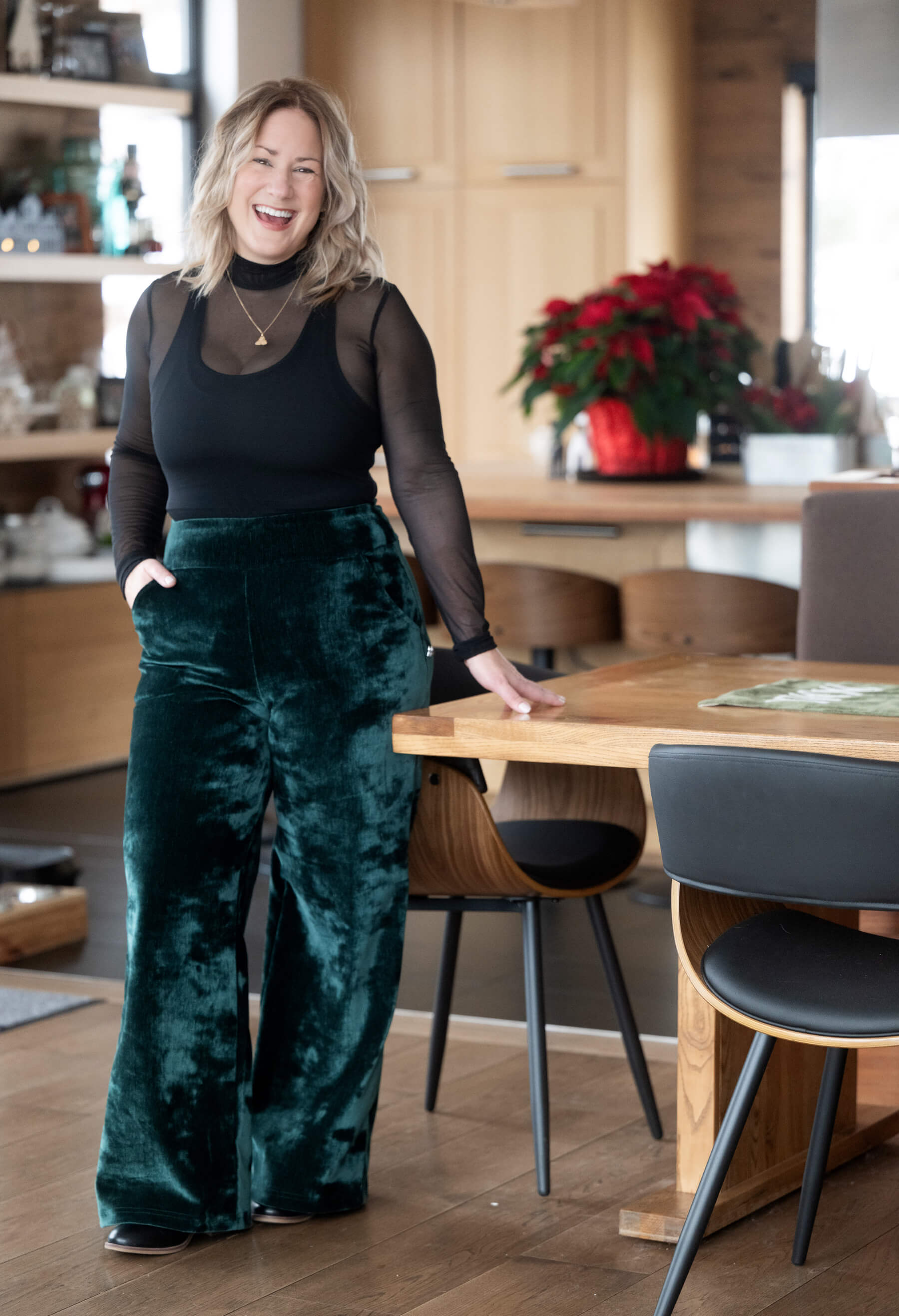 Kelly - Wide-leg fluid velvet trousers
