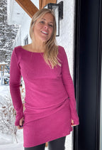 Anne - Straight dress with long sleeves and a boat neckline