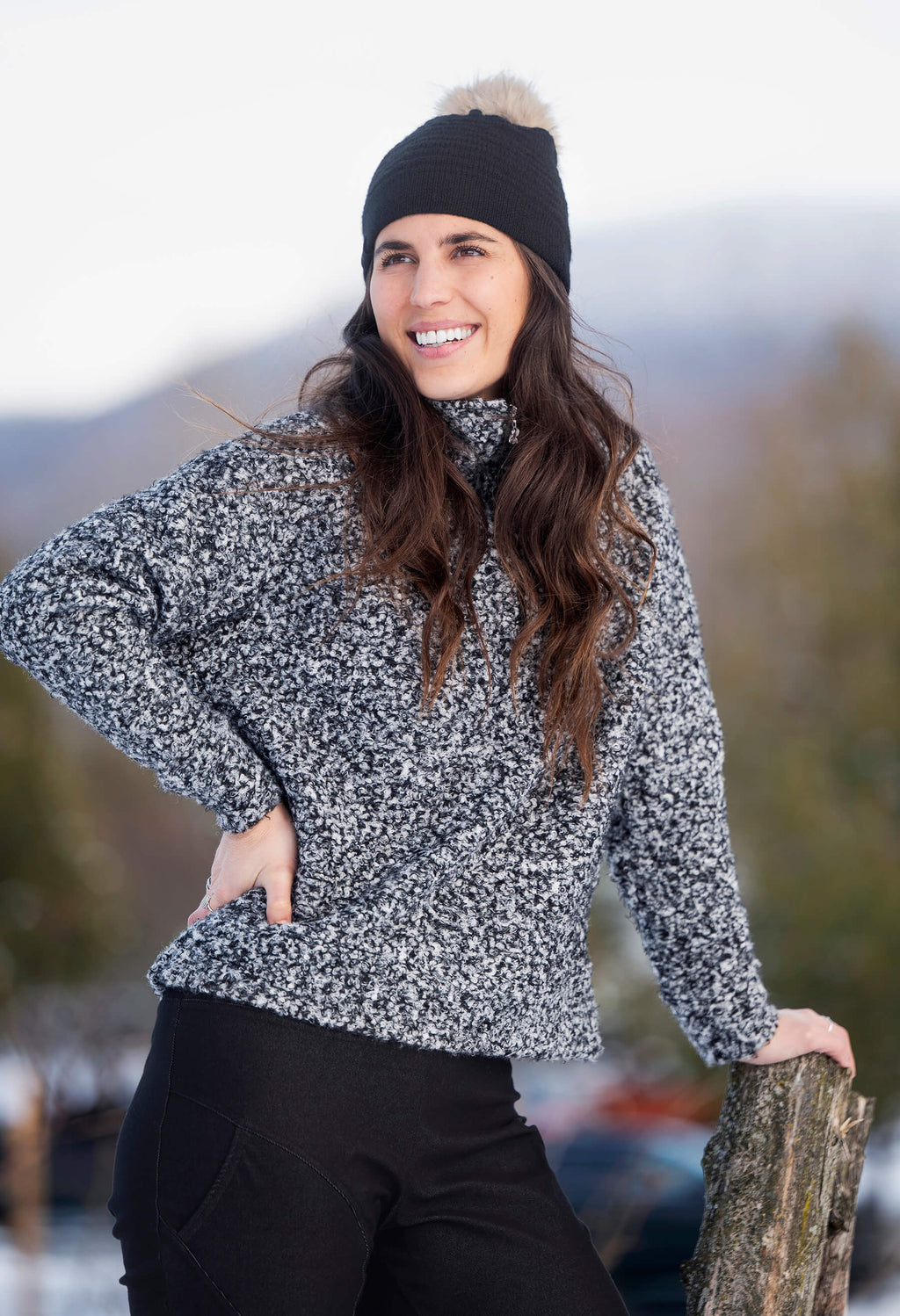 Charlie - Long-sleeved bouclé sweater with zip