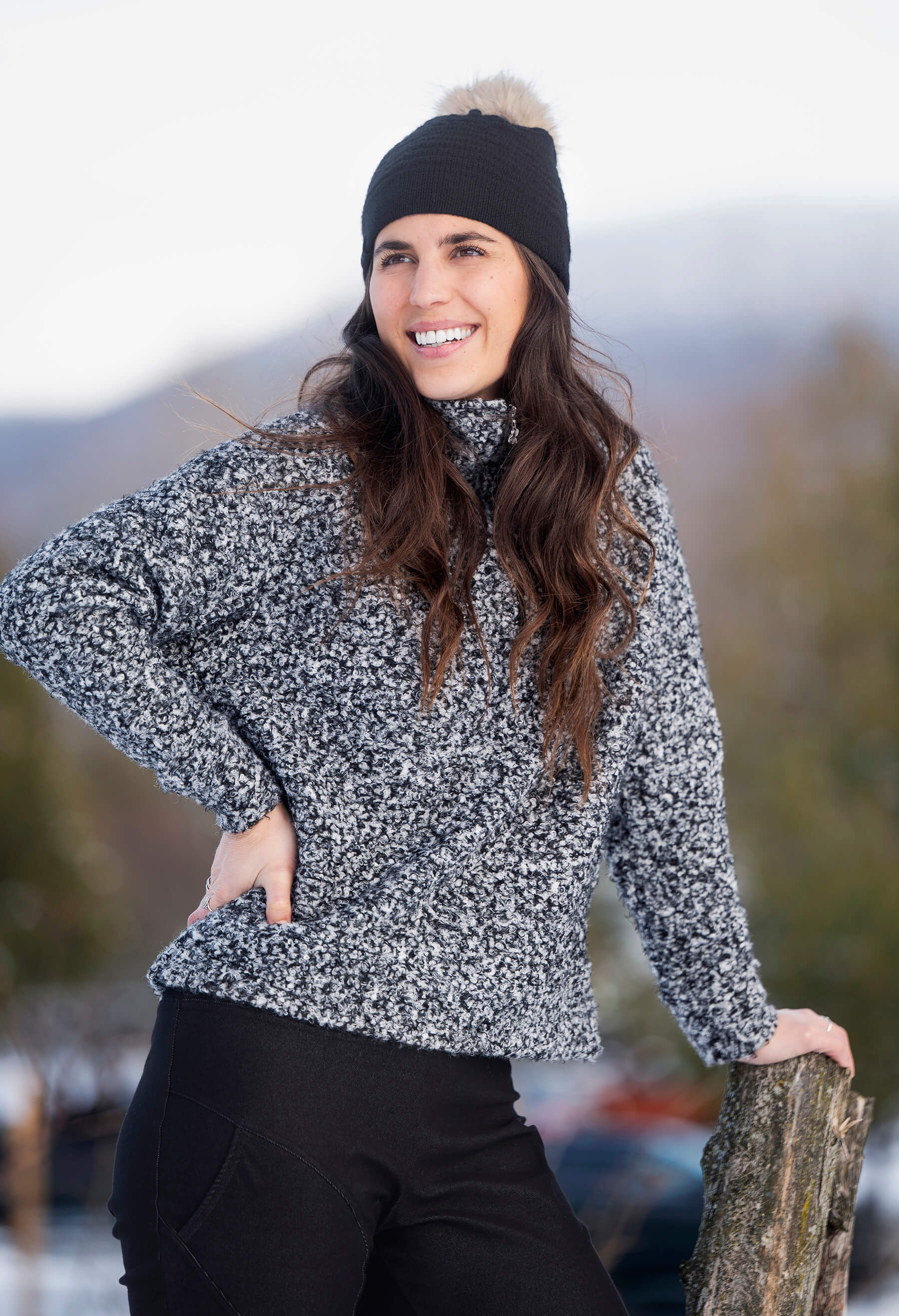 Charlie - Long-sleeved bouclé sweater with zip