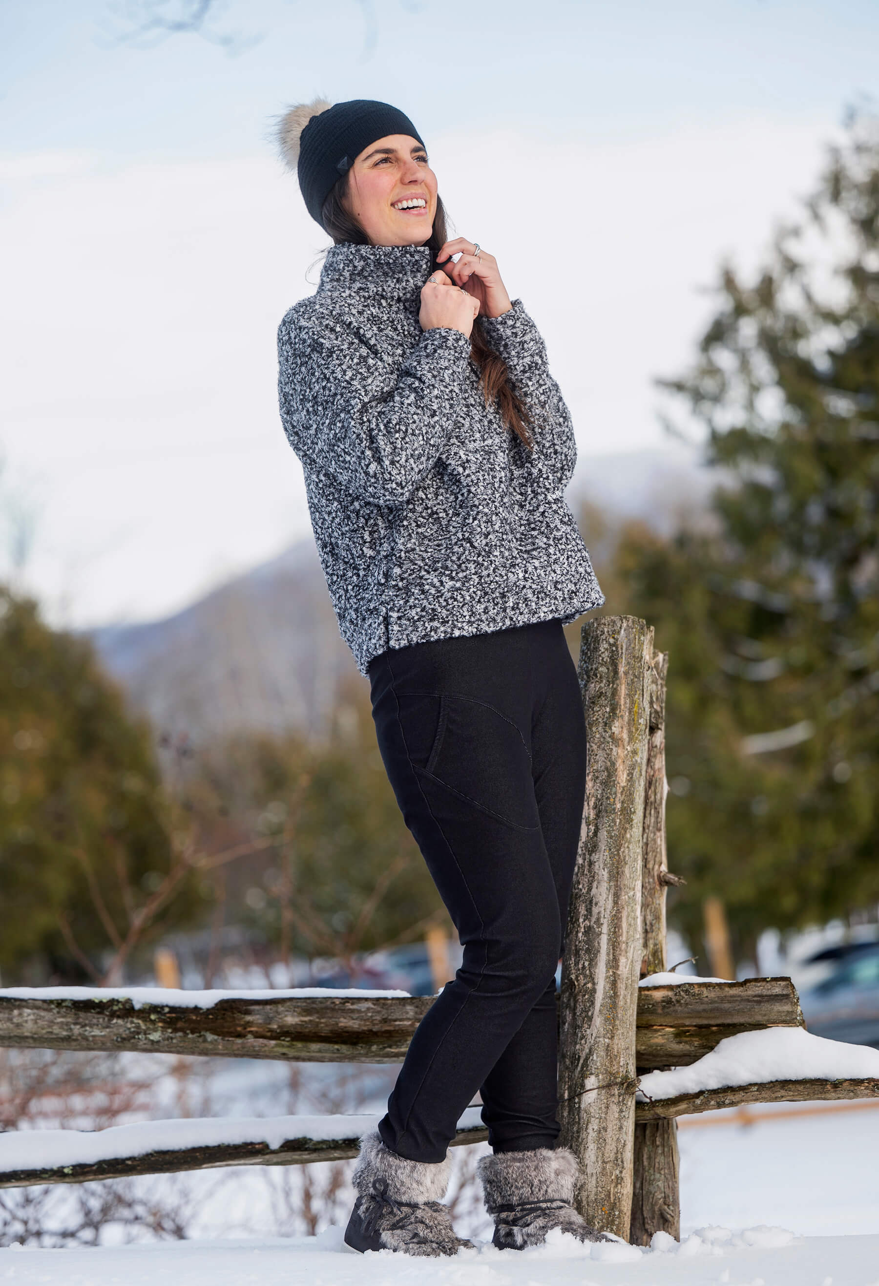 Charlie - Long-sleeved bouclé sweater with zip