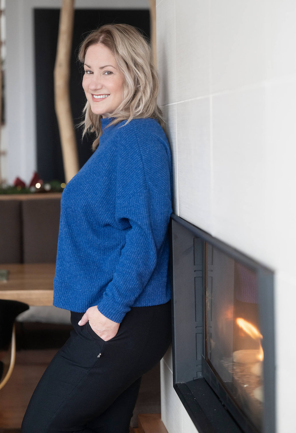 Danie - Chandail ample à manches longues et col montant