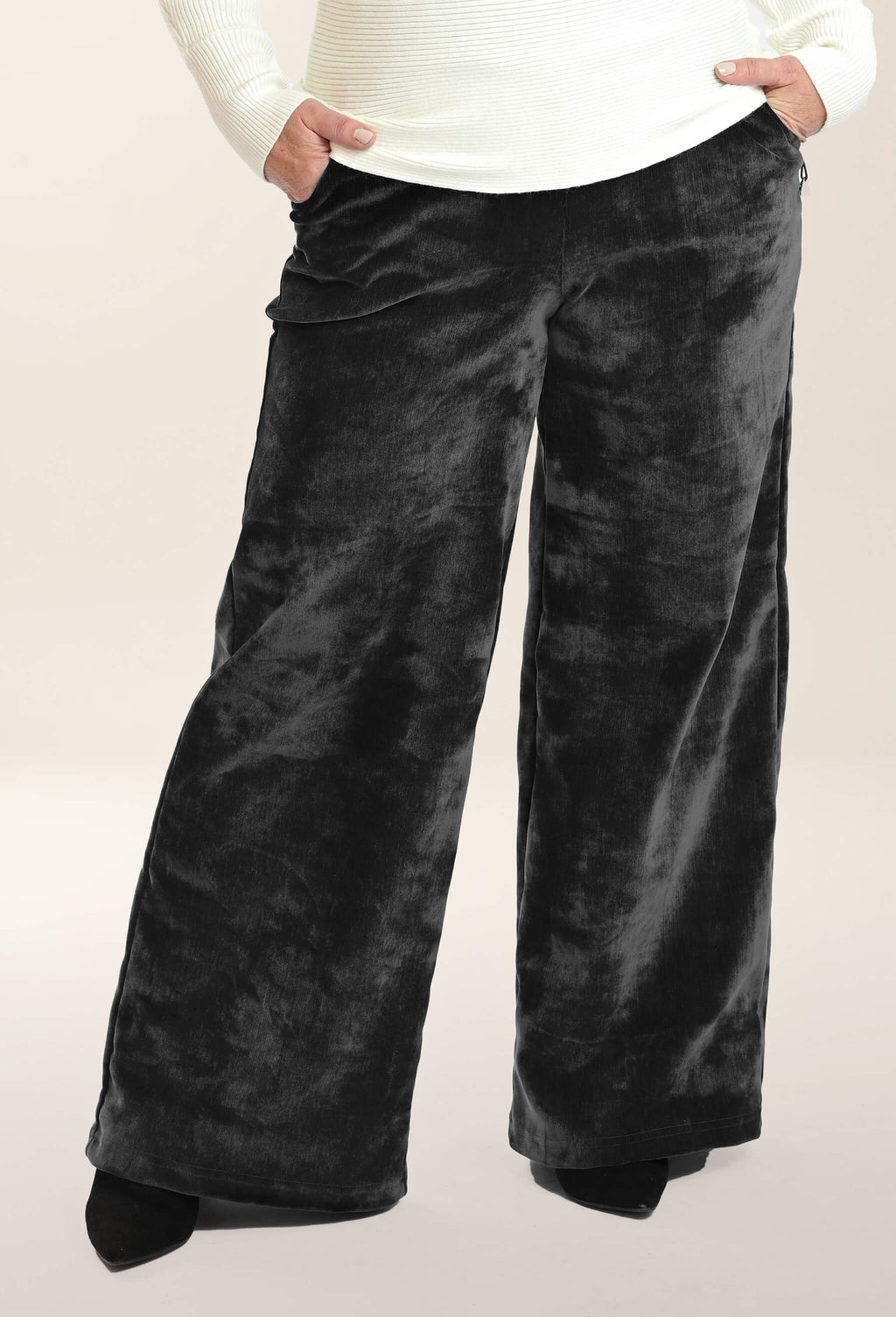 Kelly - Wide-leg fluid velvet trousers