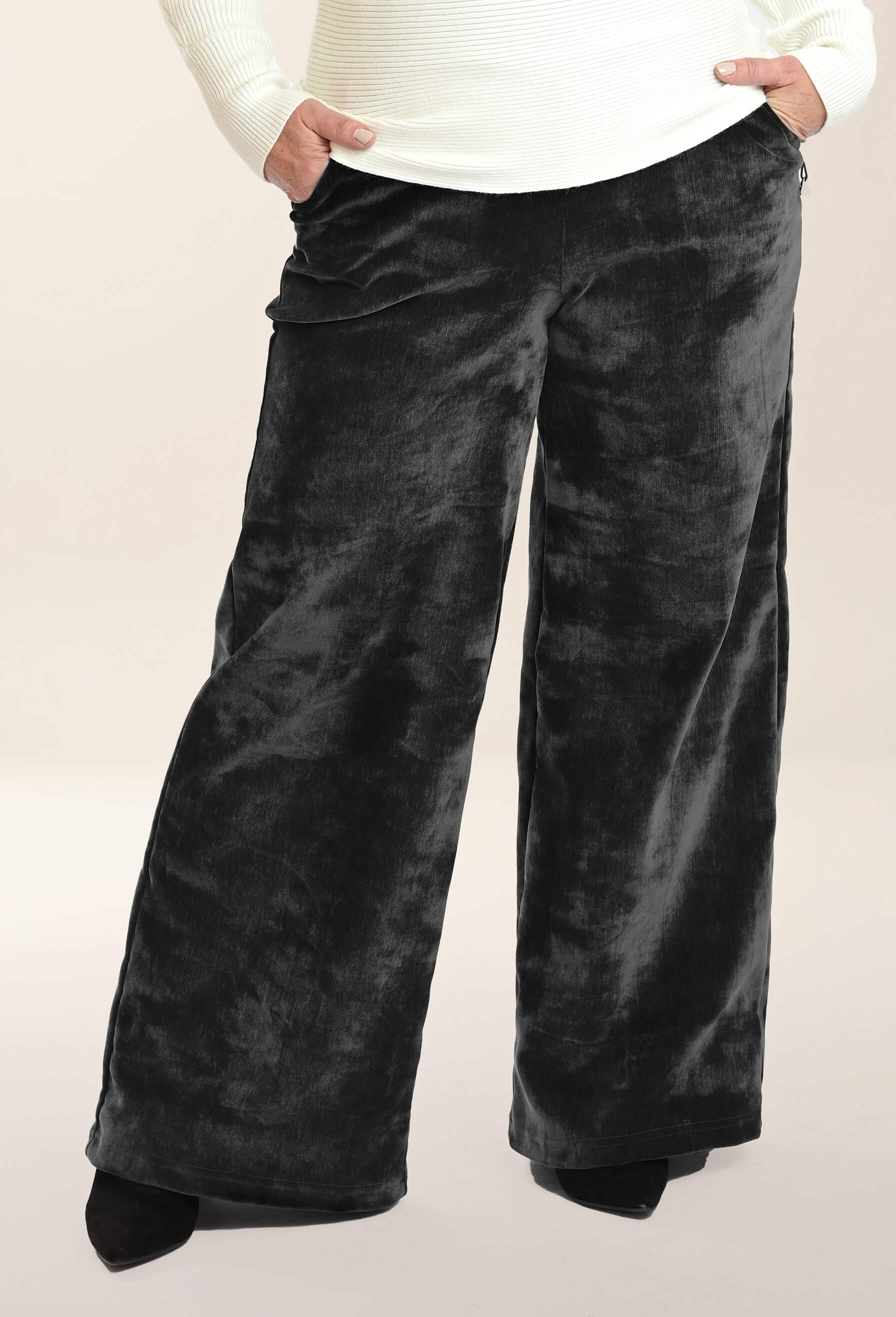 Kelly - Wide-leg fluid velvet trousers