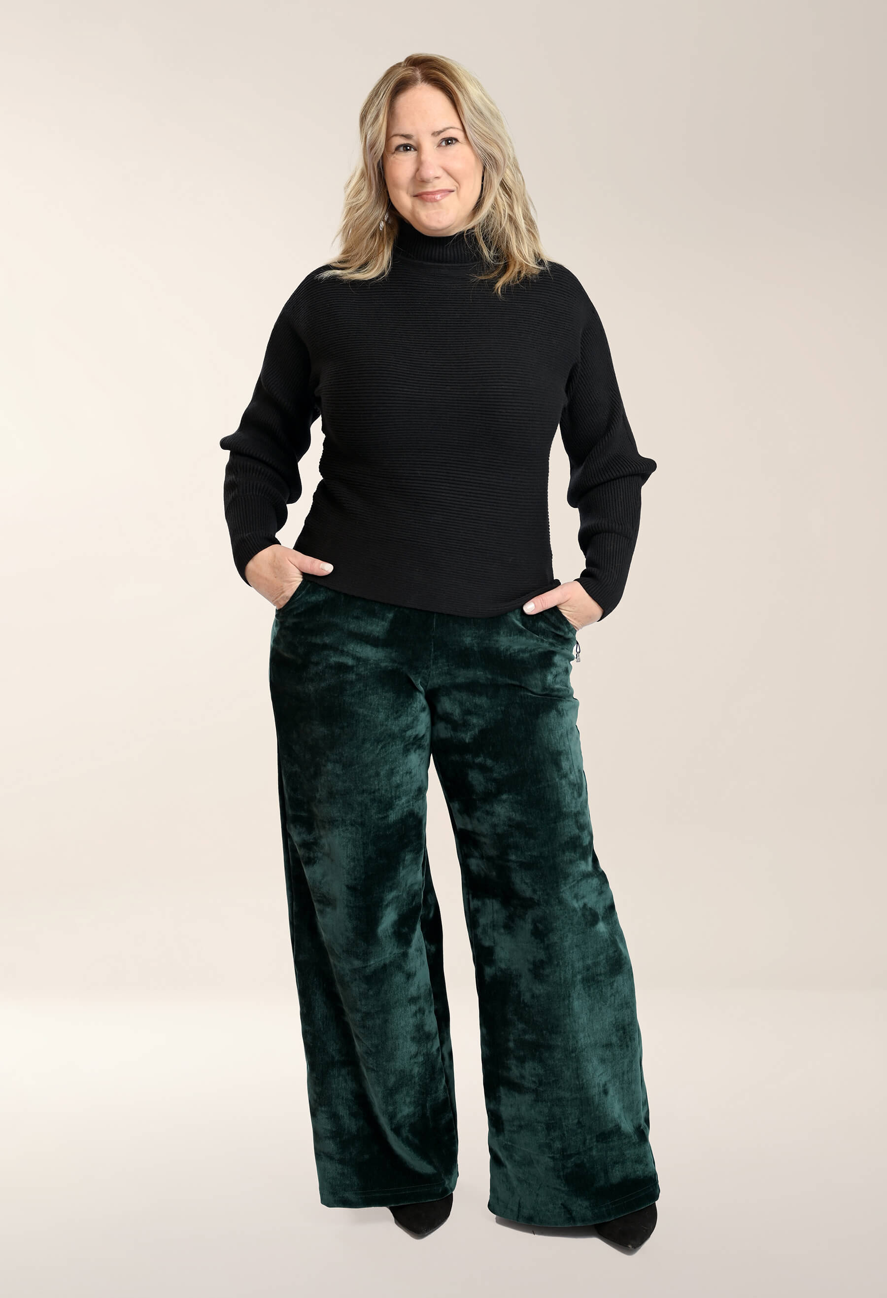 Kelly - Wide-leg fluid velvet trousers