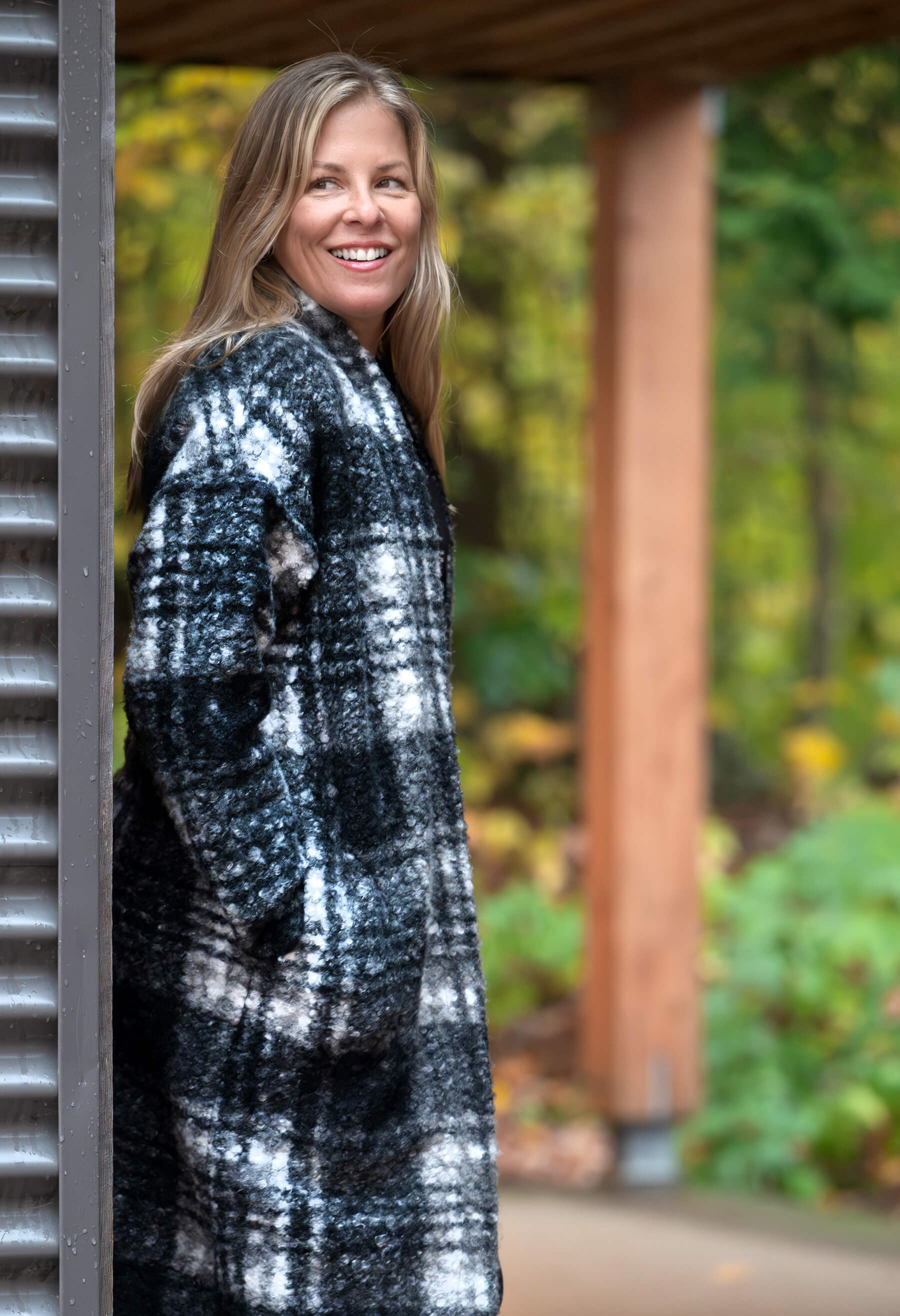 Sophie - Veste à carreaux en tissu bouclé doux