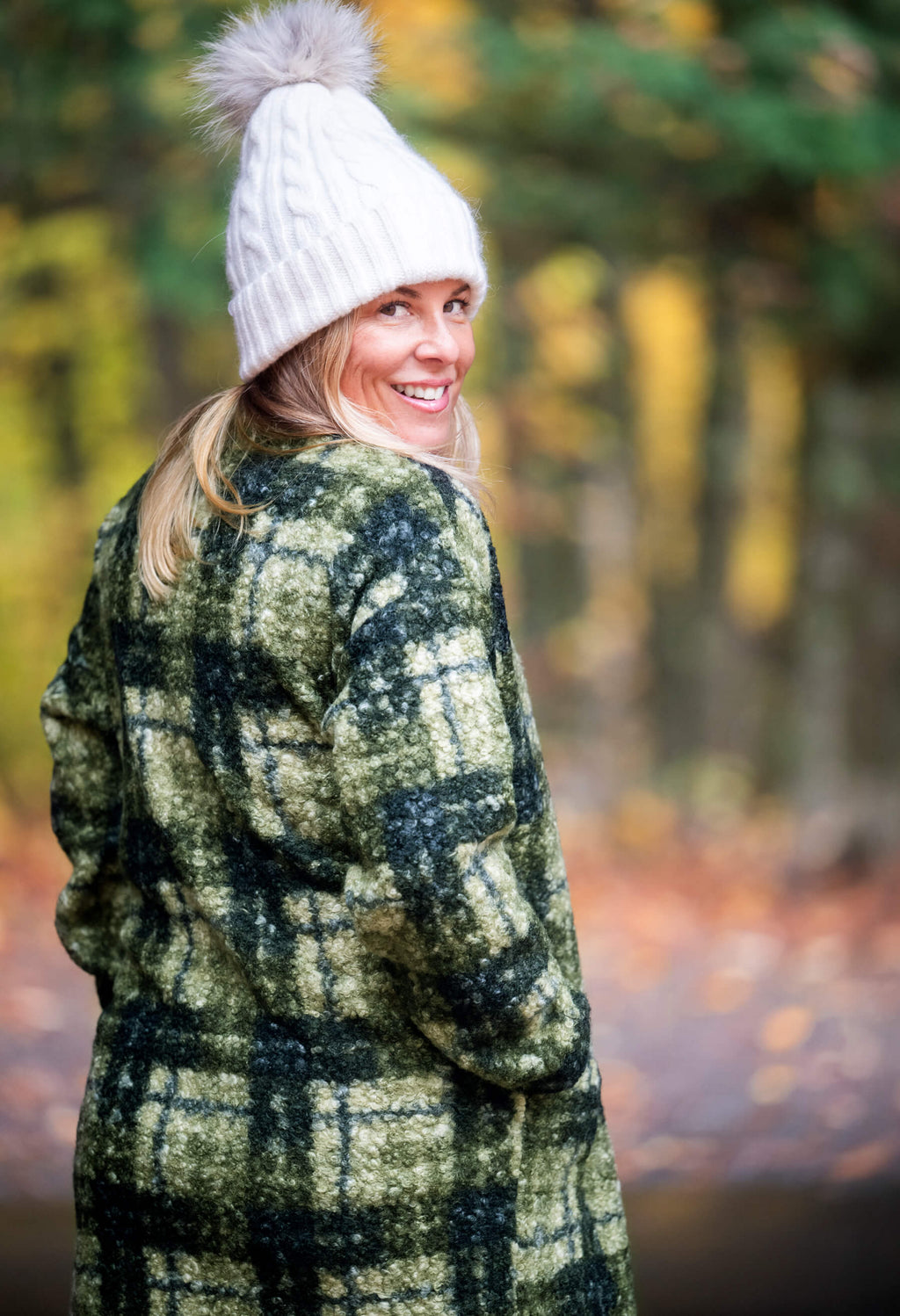 Sophie - Veste à carreaux en tissu bouclé doux