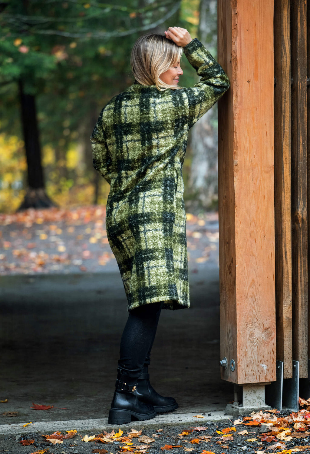 Sophie - Veste à carreaux en tissu bouclé doux