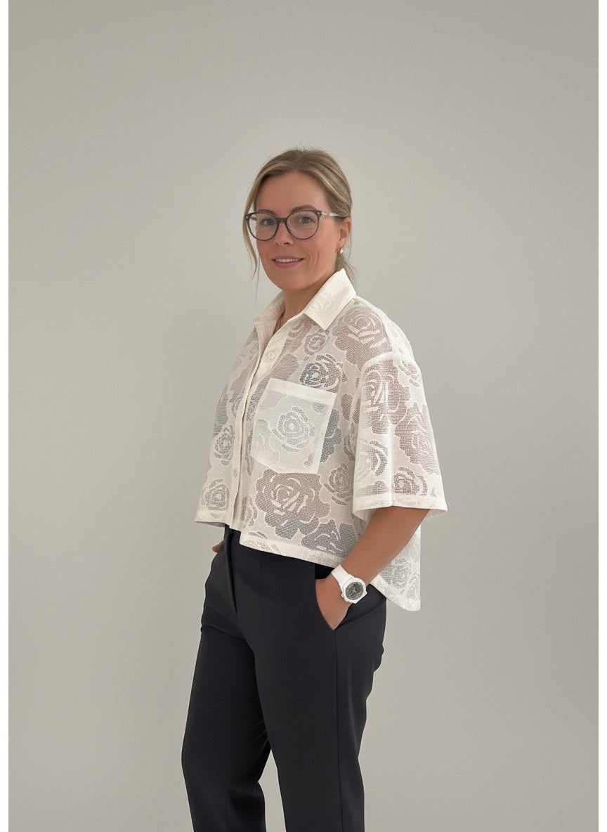 Roselyne - Blouse fleurie translucide